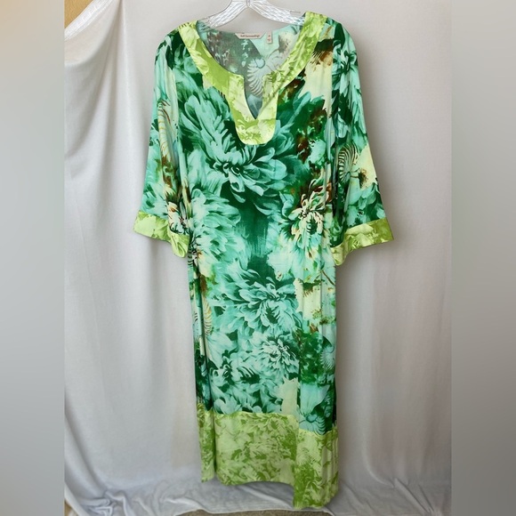 Soft Surroundings Tropical Green Havana Maxi Dress Size petite small - Picture 1 of 8